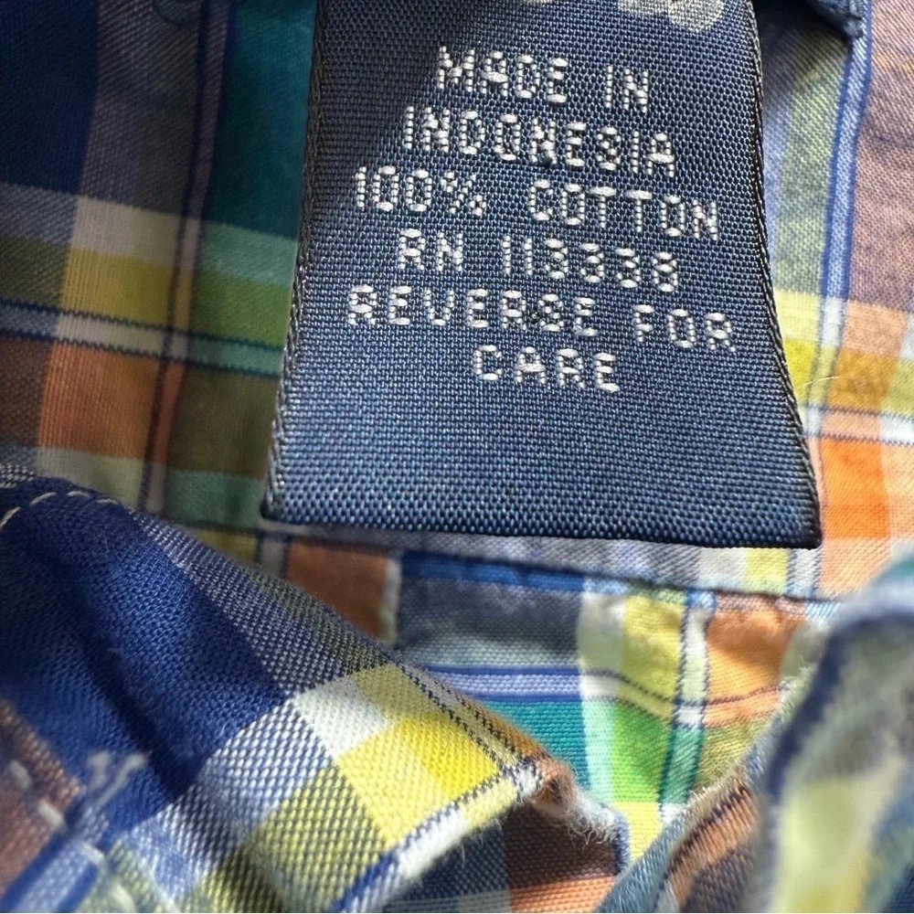 Ralph Lauren Baby Boy Madras Plaid Short Sleeve Button Down Shirt 24M Casual